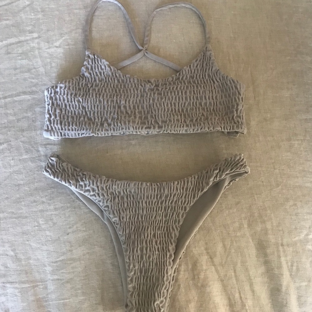 Gray Smocked Zaful Bikini !!